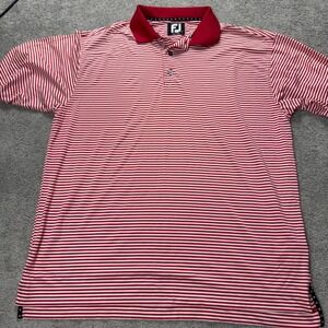 Footjoy Men's Large Short sleeve golf Polo Red Striped